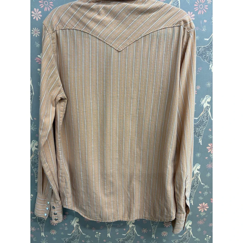 True Religion Mens Western Pearl Snap Shirt Orange Striped Y2K MAWBM17IKHP S